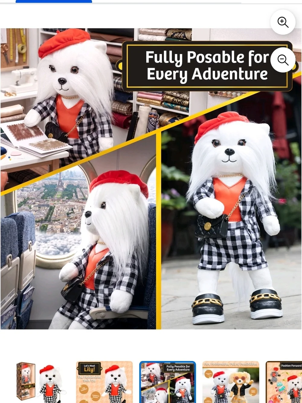 Lily Plush Fashion Dog Toy - White & Red